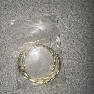 Textured Metallic Hoop Earrings in Light Gold